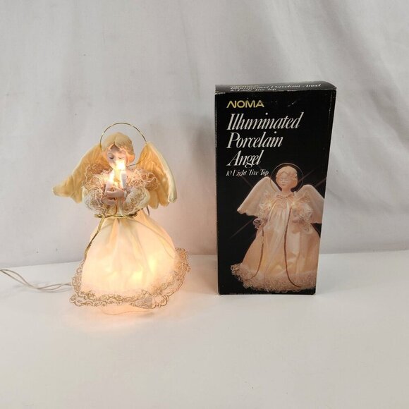 NOMA Illuminated Porcelain Angel 10 Light Tree Topper w Box Working Lights - Picture 1 of 13